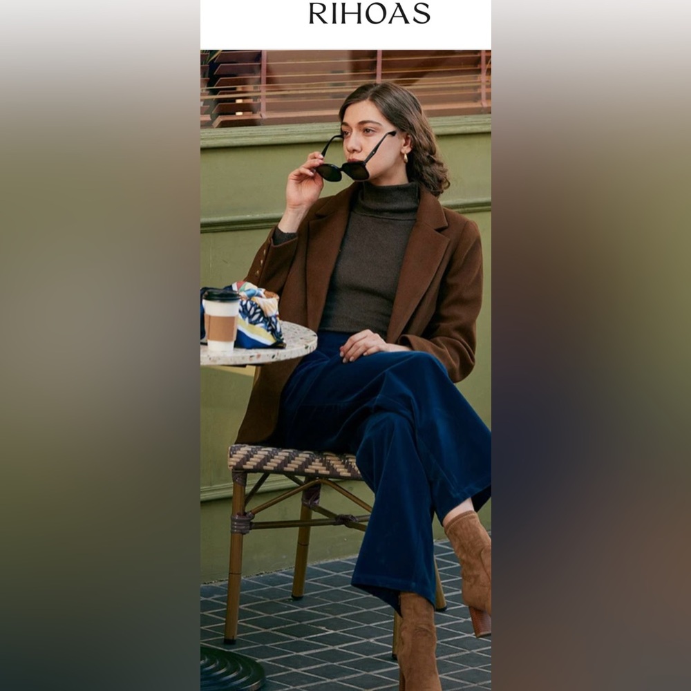 Rihoas The Solid Collared Single Button Blazer Br… - image 2